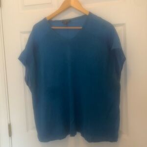 Azure blue silk/linen t-shirt